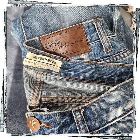 Free People Blue Boyfriend Jeans Distressed Denim - Picture 2 of 5